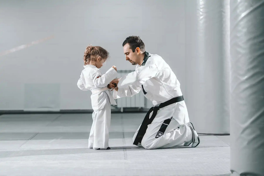 Children showing respect before martial arts class